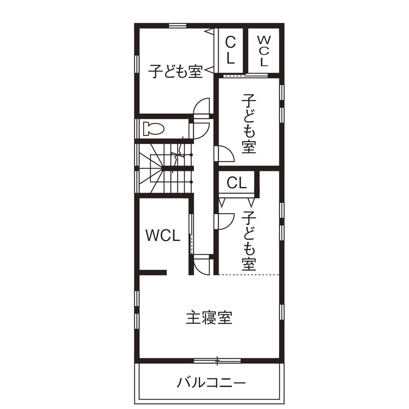 アールコーブ・ホーム(一級建築士事務所) by安江工務店 【2000万円台/30坪台/間取り有】明るく開放的な屋上庭園。子どもたちが健やかに暮らす、自然素材の家の間取り図（4LDK）2階