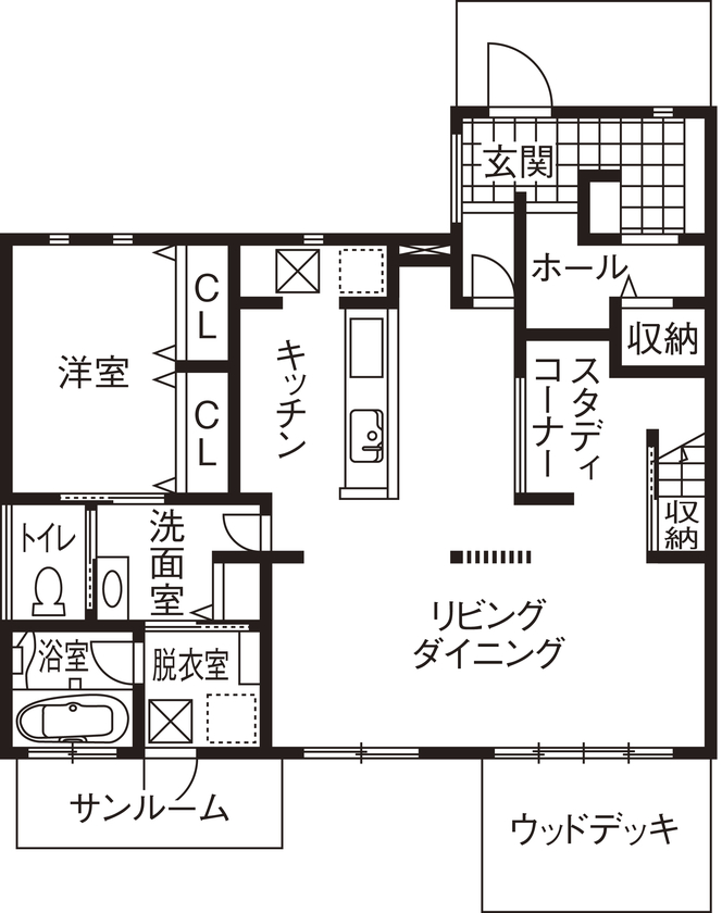 アイ工務店 【兵庫県加古川市/2000万円台/家事導線】天井高3m 超。ハーフ吹抜のリビングでくつろげる空間にの間取り図（4LDK）１階