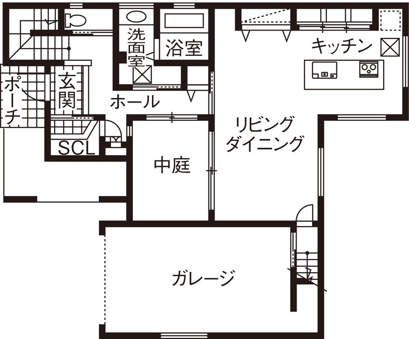 アイ工務店 【兵庫県/2000万円台/中庭】外出してもすぐに帰りたくなる、理想をカタチにした快適な家の間取り図（4LDK）１階