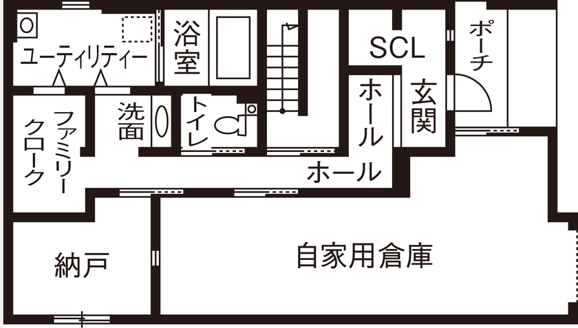アイ工務店 【大阪府/2000万円台/間取り図有】家族との時間をたくさん作れる店舗併用スタイルの住まいの間取り図（2LDK）1階