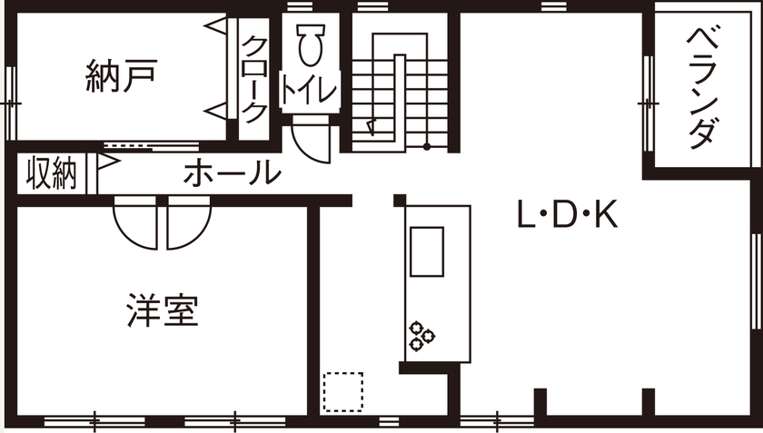 アイ工務店 【大阪府/2000万円台/間取り図有】家族との時間をたくさん作れる店舗併用スタイルの住まいの間取り図（2LDK）2階