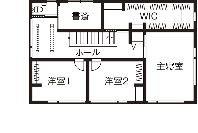 アイ工務店 【滋賀県/42坪/高気密・高断熱】天井に届く窓で開放的なLDKに 愛犬と一緒に心地よく暮らす家の間取り図（4LDK）２階