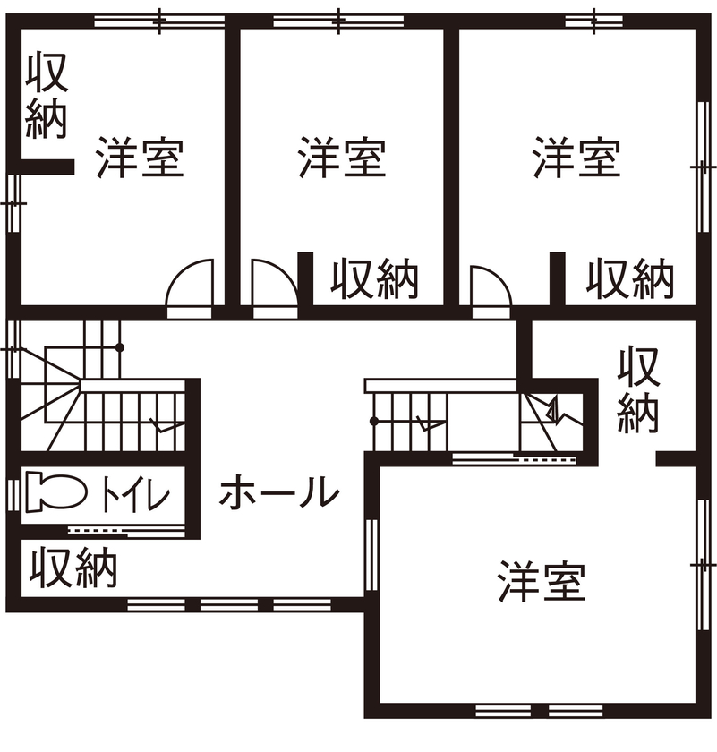 アイ工務店 【滋賀県/アイランドキッチン/間取り図有】家族の繋がりを常に感じられる、スキップフロアを取り入れた家の間取り図（4LDK）2階