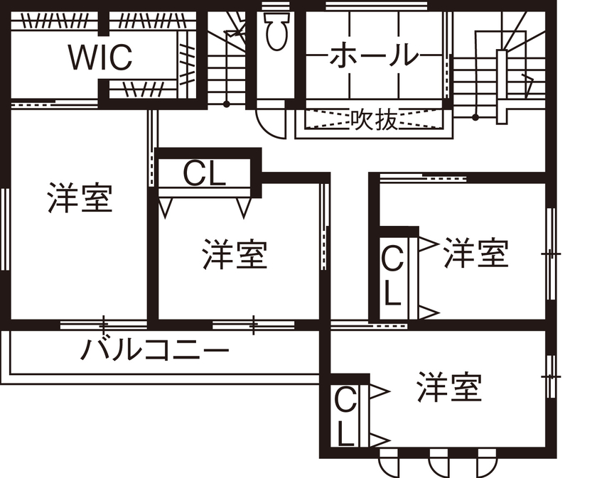 アイ工務店 【2000万円台/間取り図有】どこでも「繋がり」を感じる、スキップフロアを活かした家の間取り図（4LDK）2階