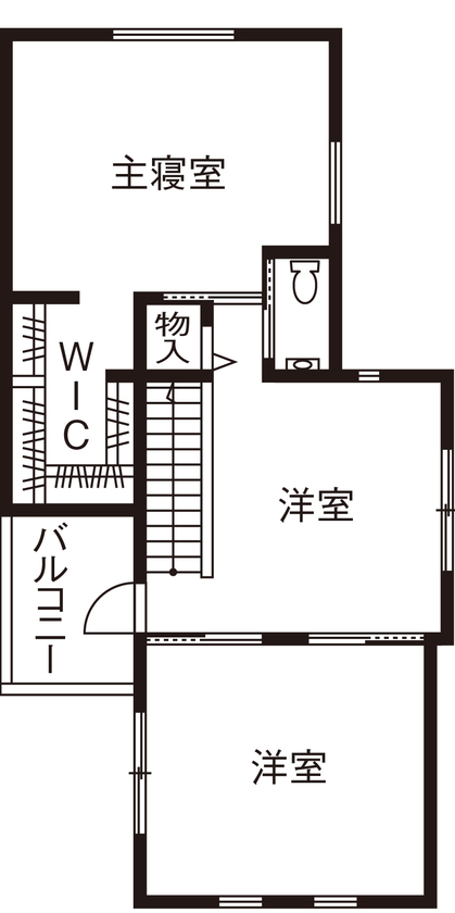 アイ工務店 【2000万円台/間取り図有/ウッドデッキ】こだわりながらも統一性のあるシンプルモダンな住まいの間取り図（3LDK）2階