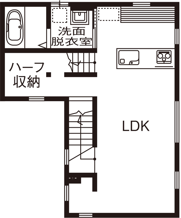 アイ工務店 【埼玉県/ペット/3階建て】猫たちと心地よく暮らせる縦空間を活用した3階建ての家の間取り図（3LDK）２階