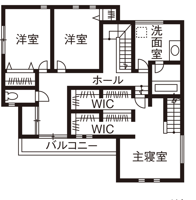 アイ工務店 【2000万円台/間取り図有】ビルトインガレージ+快適性を追求したインダストリアルな家の間取り図（4LDK）2階