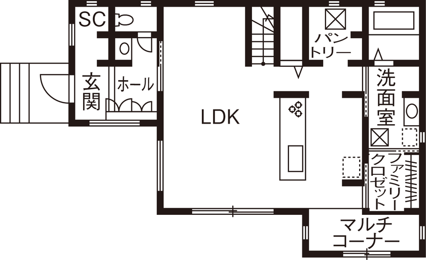 アイ工務店 【神奈川県綾瀬市/2000万円台】明るく広いLDK+快適な動線　心地よい暮らしを叶えた住まいの間取り図（4LDK）1階
