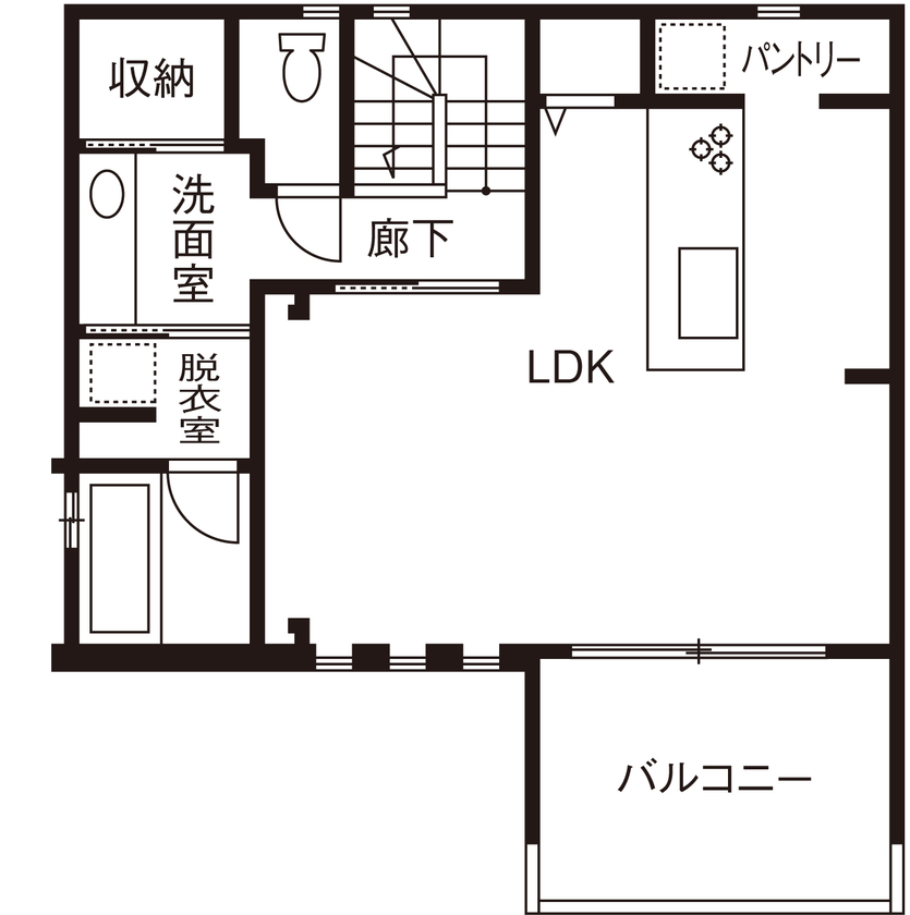 アイ工務店 【東京都/35坪/2000万円台】デザインと心地よさを大切に、生活感が漂わない住まいをの間取り図（2LDK）2階