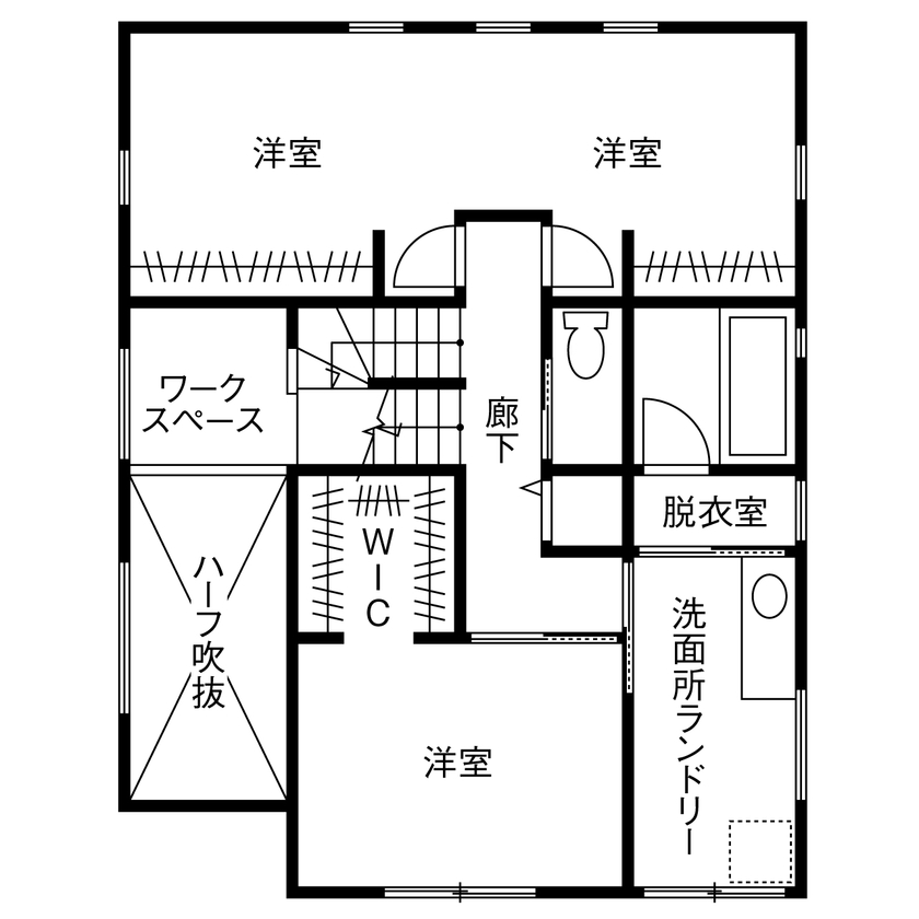 アイ工務店 【神奈川県/2000万円台】スキップフロアの空間デザインと、こだわりの動線。憧れのキッチンを叶えた住まいの間取り図（2LDK）2階