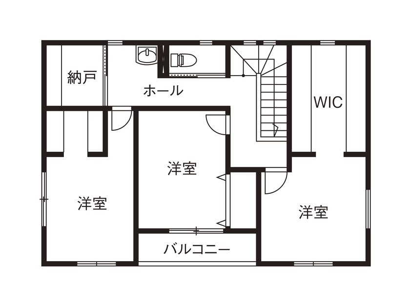 アイ工務店 【群馬県伊勢崎市/2000万円台/家事導線】念願のバイクガレージを叶えた アメリカンスタイルの住まいの間取り図（4LDK）２階