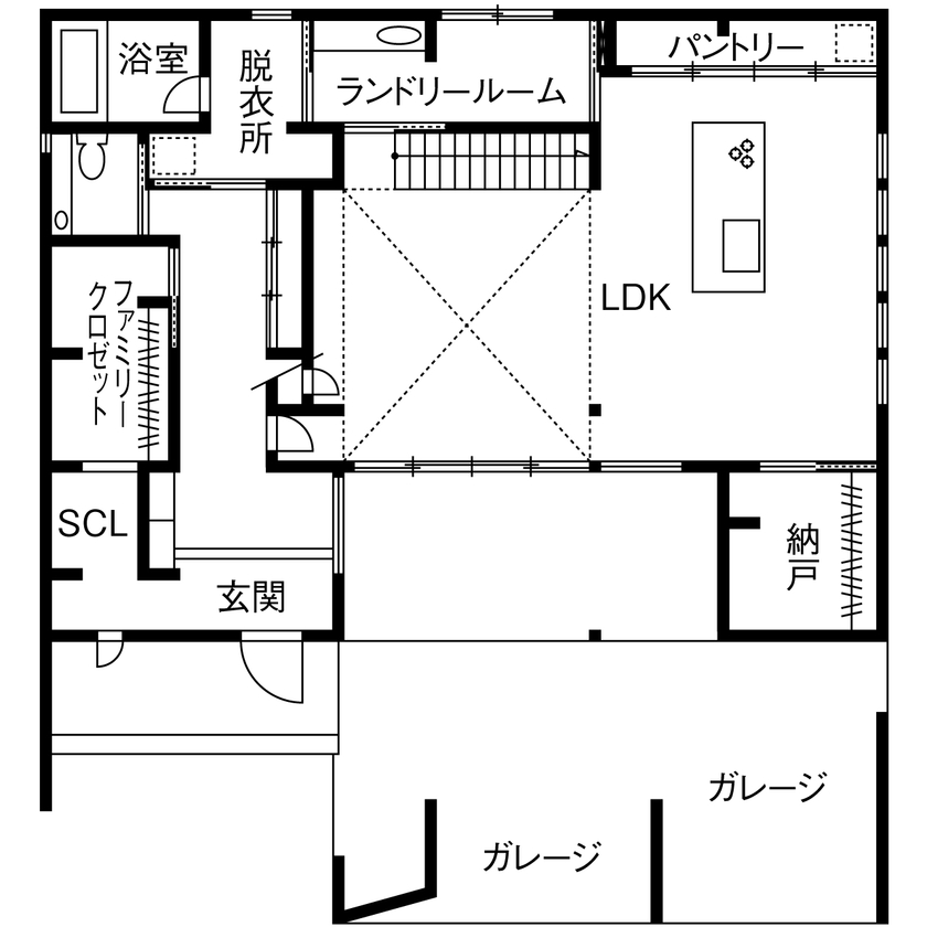 アイ工務店 【愛知県西尾市/ガレージハウス/3000万円台】毎日の暮らしをイメージして建てた、生活動線が心地よい住まいの間取り図（3LDK）1階