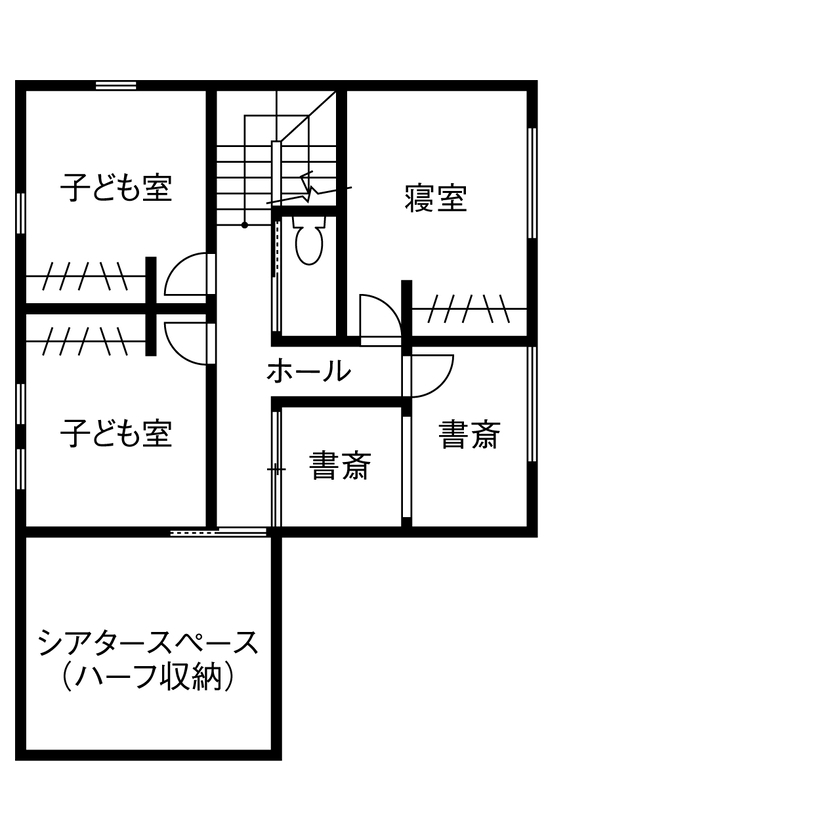 アイ工務店 【延床38.6坪/テラス/動線/間取図】こだわりのキッチンを備え、おうちレストランを楽しむホテルライクな家の間取り図（4LDK）２階