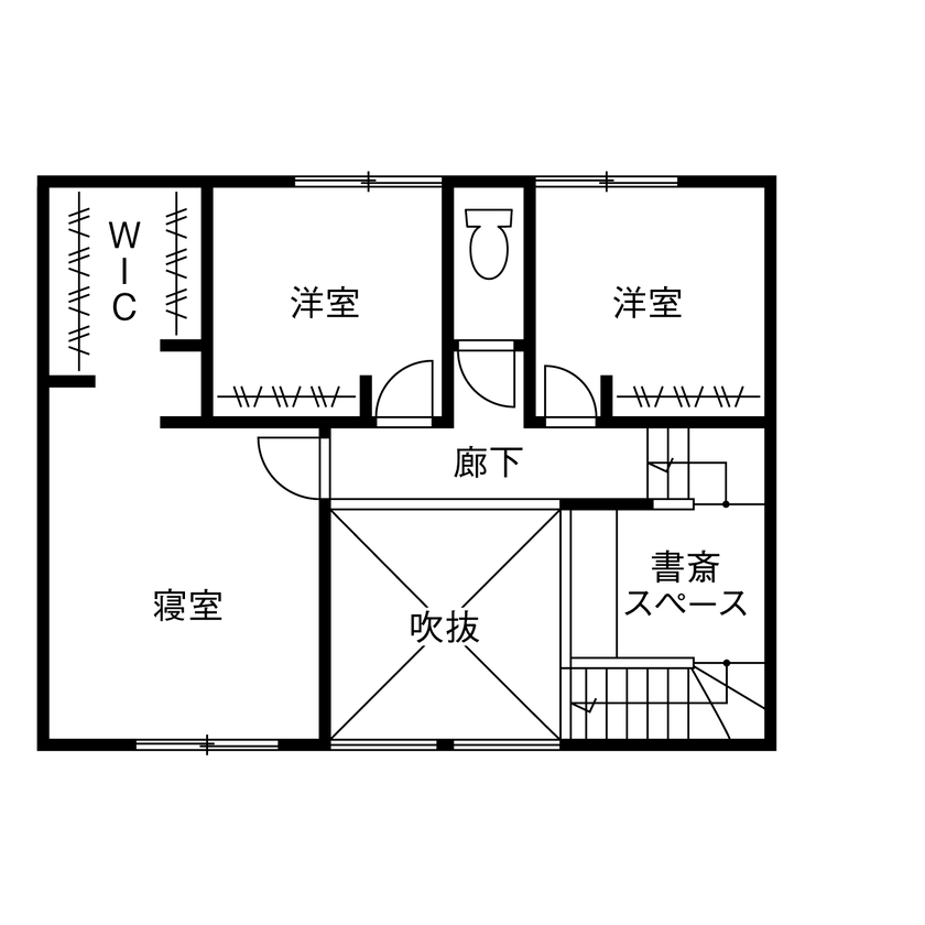 アイ工務店 【延床35.5坪／スキップフロア／畳コーナー／間取図】丘の上のホテルライクな住まいで、愛犬とくつろぐの間取り図（3LDK）2階
