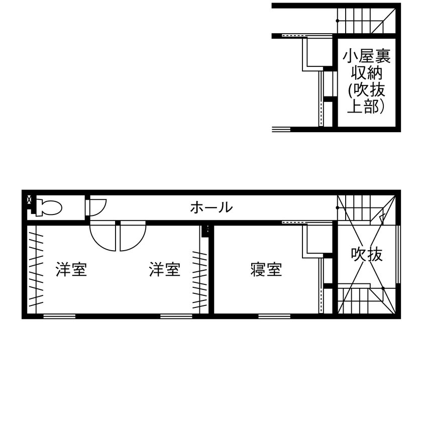 アイ工務店 【北海道札幌市/2000万円台/間取り図有】スキップフロアと暮らしやすい動線・収納が魅力の高断熱住宅の間取り図（2LDK）2階