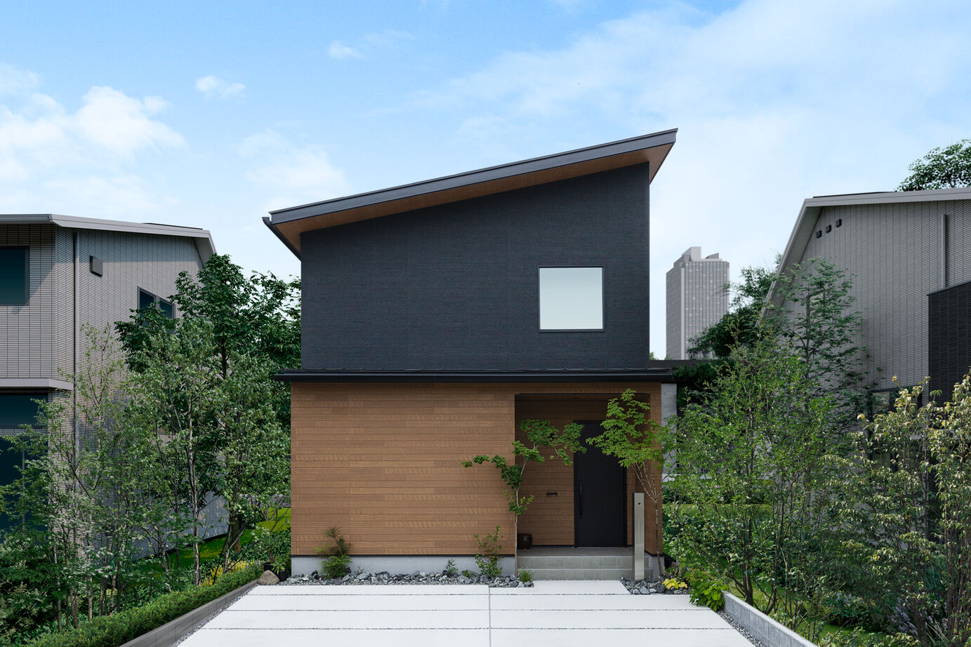 アイ工務店 【静岡県/2階建て/回遊導線】吹抜からの光に包まれる、お気に入りインテリアと植物に溢れる住まいの建築実例画像1