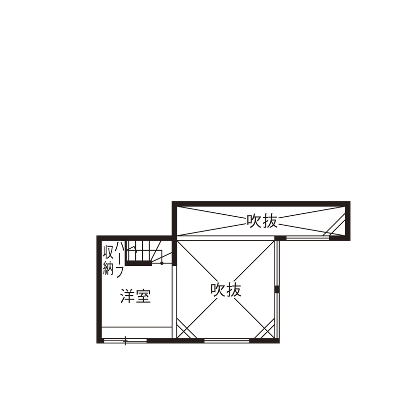 アイ工務店 【静岡県/半平屋/2000万円台】ダウンリビングと吹抜で開放感を追求した平屋風1.5階建ての間取り図（3LDK）ロフト階
