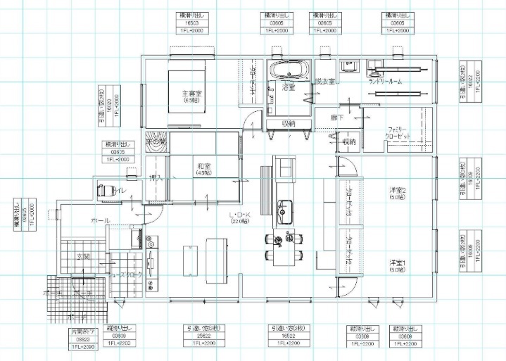 ヤマックス 【玉名市/4人家族/平屋/33.5坪】ナチュラルヴィンテージの平屋の住まいの間取り図（4LDK）1階