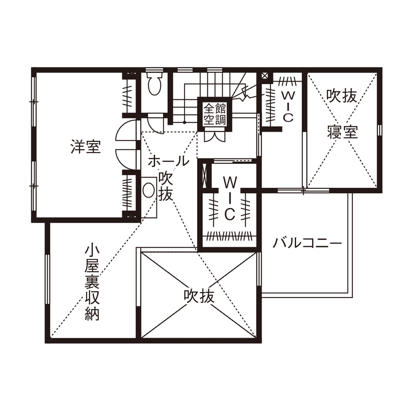 埼玉の平屋　アップルホーム 【2000～2499万円】温度差がほとんどない全館空調。外張り断熱との相乗効果で夏も冬も素足で過ごせて、快適の間取り図（2LDK）２階
