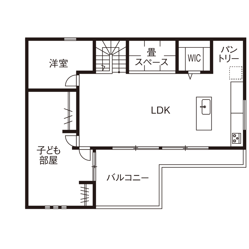 あおぞらホーム 【奈良県/3000万円台/間取り図】黒壁×杉板のコントラストがカッコいい、ビルトインガレージのある家の間取り図（3LDK）2階