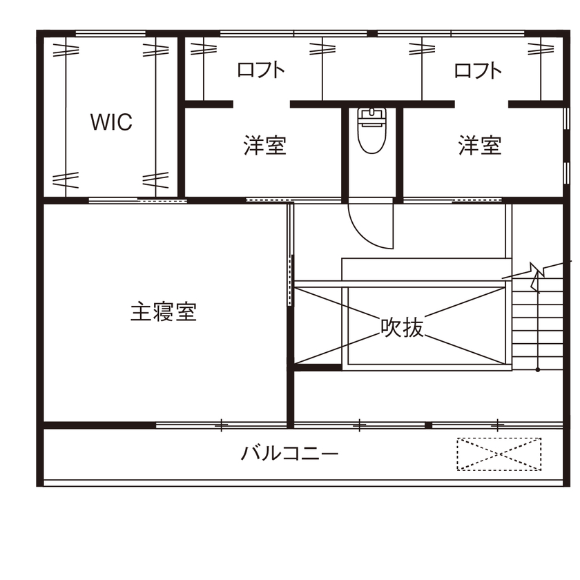 あおぞらホーム 【天理市/3000万円台/SE構法/間取り図あり】光や風が行き渡り、伸びやかに暮らす「土間リビング」のある家の間取り図（3LDK）2階