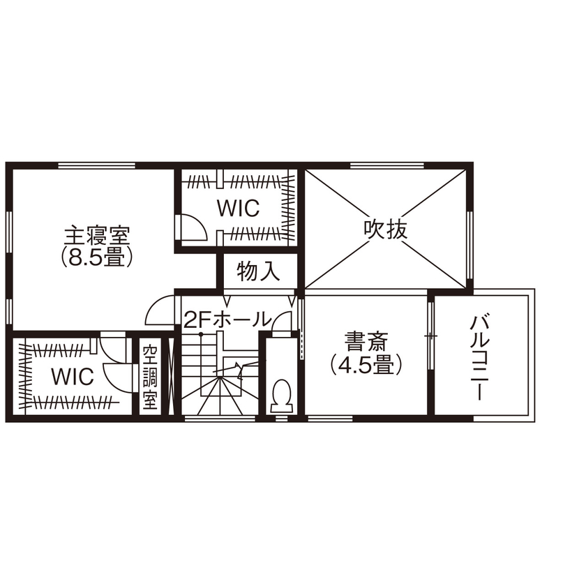 デワホーム 【山形市/2000万円台/2LDK/間取り図有/コンパクト】全館空調システムで四季を通じて快適。猫と暮らす家 の間取り図（2LDK）2階