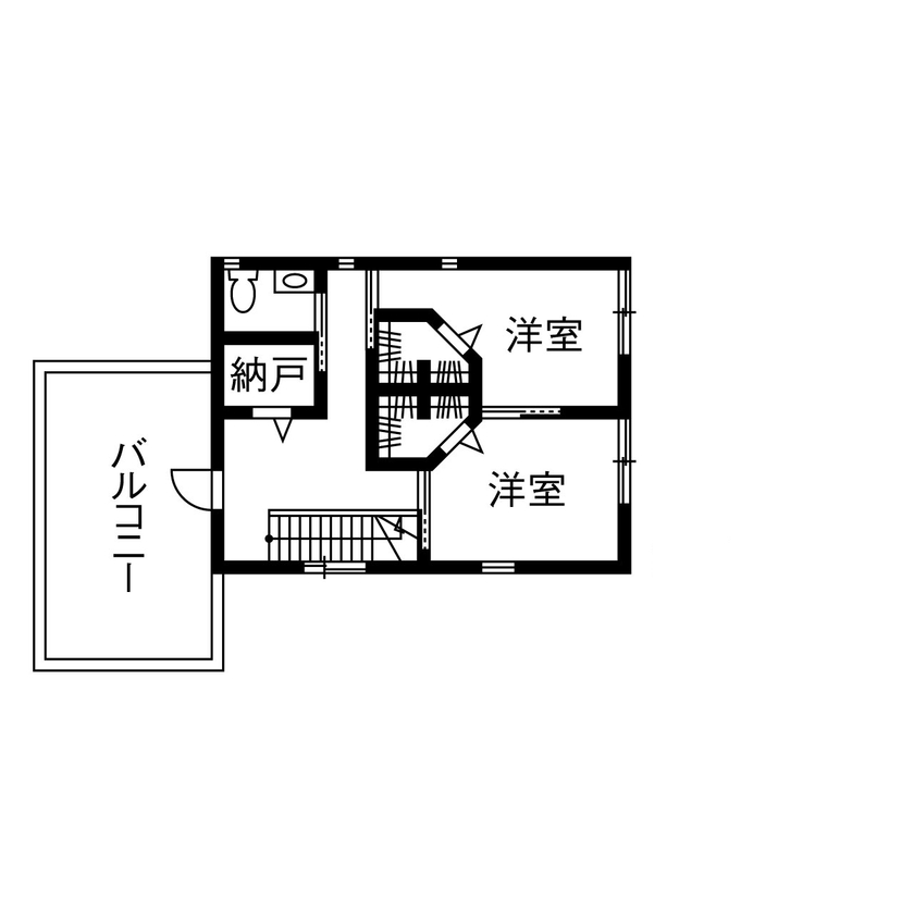 ヤマダホームズ 内側に開口を設け、プライバシーを守りながら家族がのびやかに過ごせる、くつろぎの住まいにの間取り図（3LDK）2階
