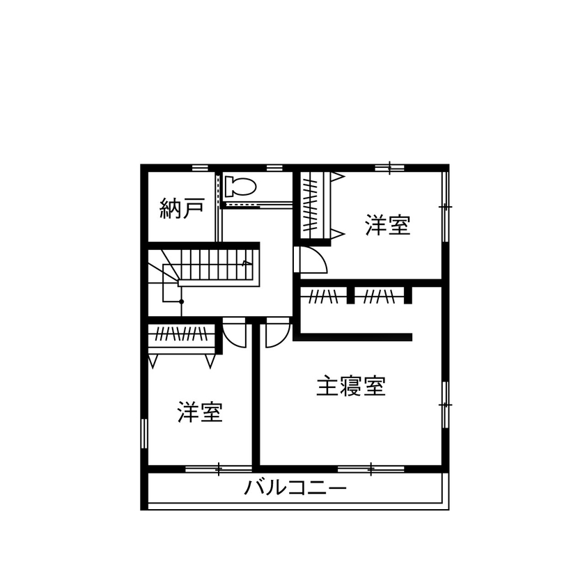 ヤマダホームズ 外部の視線を遮り、土間からLDKまで続く内に広がる設計が開放感を高めた、和モダンの住まいの間取り図（4LDK）2階