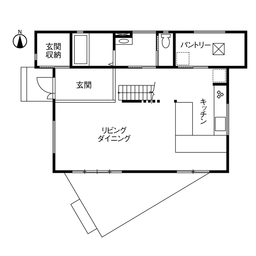 ヤマダホームズ 土間から直接つながるオープンな間取りで、型にはまらない自分らしいスタイルを楽しむの間取り図（3LDK）1階