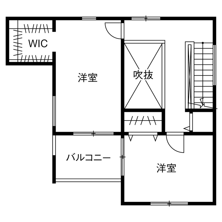 ヤマダホームズ 【2000万円台】フロアを貫く吹き抜け階段と大きな窓で開放的な3階建ての間取り図（3LDK）3階