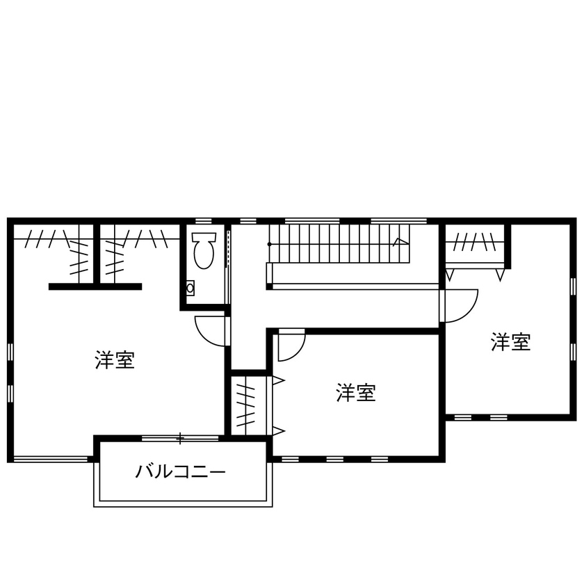 ヤマダホームズ 細部まで選び抜いて「すっきり」を追求した、シンプル間取りのモノトーン空間の間取り図（3LDK）2階