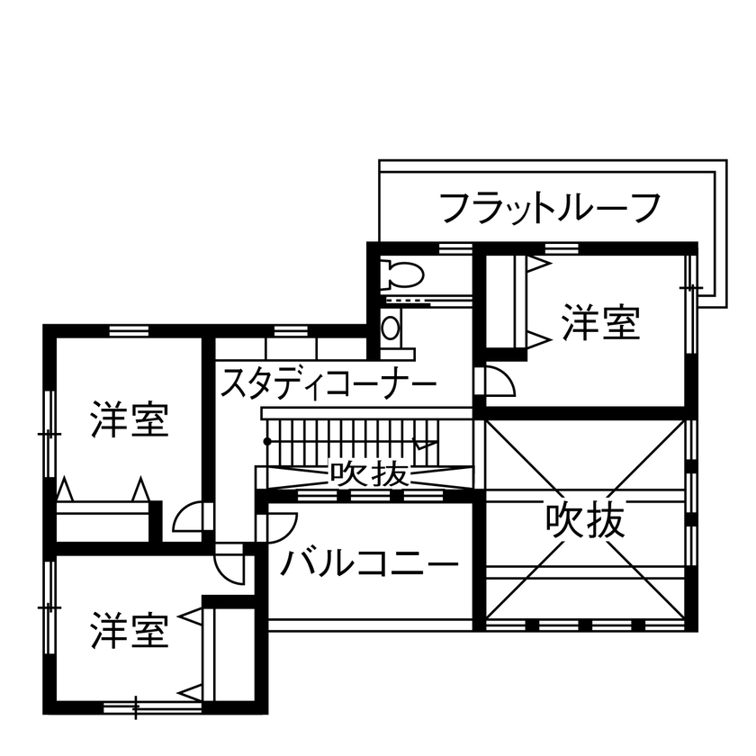 ヤマダホームズ 広々エントランスと木目の壁が迎えるリゾート風の家の間取り図（4LDK）2階