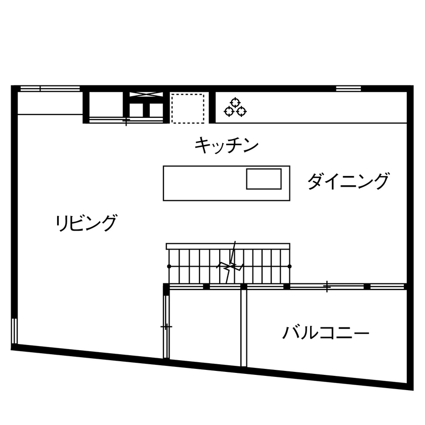 ヤマダホームズ 隣家が迫る立地でも十分な明るさを実現。モダン＆スタイリッシュな3階建ての間取り図（4LDK）2階