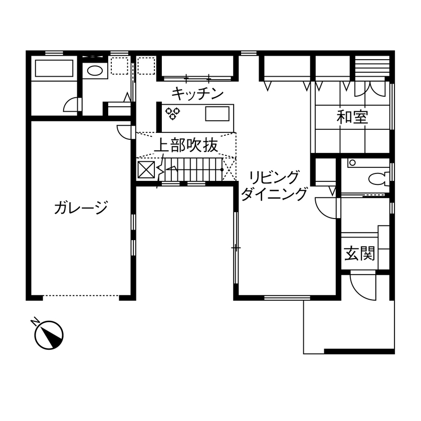 ヤマダホームズ 旅行好きの夫婦がたどり着いた、非日常の寛ぎを味わえるリゾートハウスの間取り図（3LDK）1階