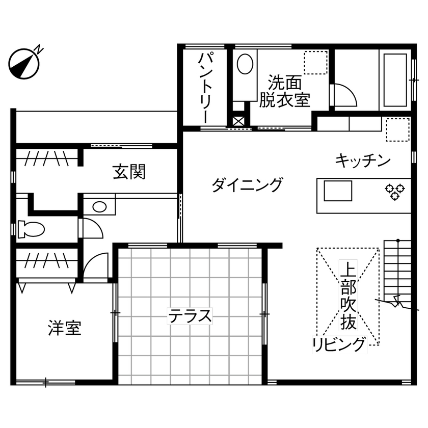 ヤマダホームズ コストを抑えても高級感たっぷり。ホテルライクで機能的な住まいの間取り図（4LDK）1階