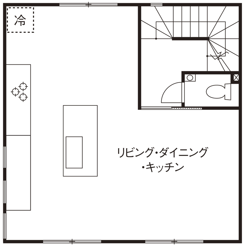 ヤマダホームズ 【都市型３階建て】サウナや二の字キッチン、太陽光発電など、夢と快適を追求した住まいの間取り図（3LDK）2階
