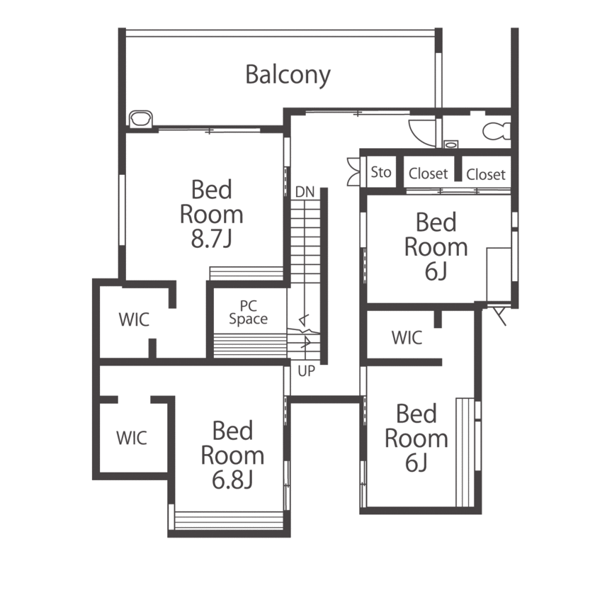 愛される「LDK」iiMA by VISIO 【ビルトインガレージ／ペット／間取図有】日常を贅沢に演出するラグジュアリーデザインのガレージハウスの間取り図（4LDK）2階