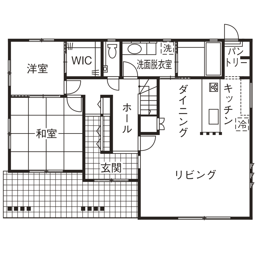 日栄商事 【間取り図有り】無垢材の質感が心地よさを演出。快適な和モダンの住まいを実現の間取り図（4LDK）1階