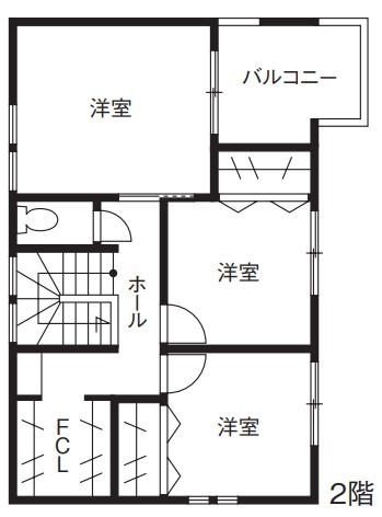 日栄商事 北欧デザインと家事楽回遊動線の見た目と実用性を兼ね備えたこだわりの家を2000万円以内で実現の間取り図（3LDK）２階