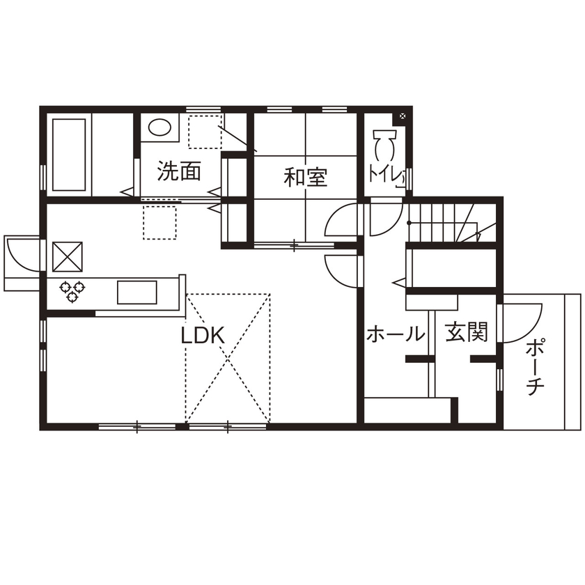 ヤマト住建 全館空調と太陽光発電搭載で、年間の電気代は今のところプラス！壁紙の配色がモダンな内装にもこだわった家の間取り図（4LDK）1階
