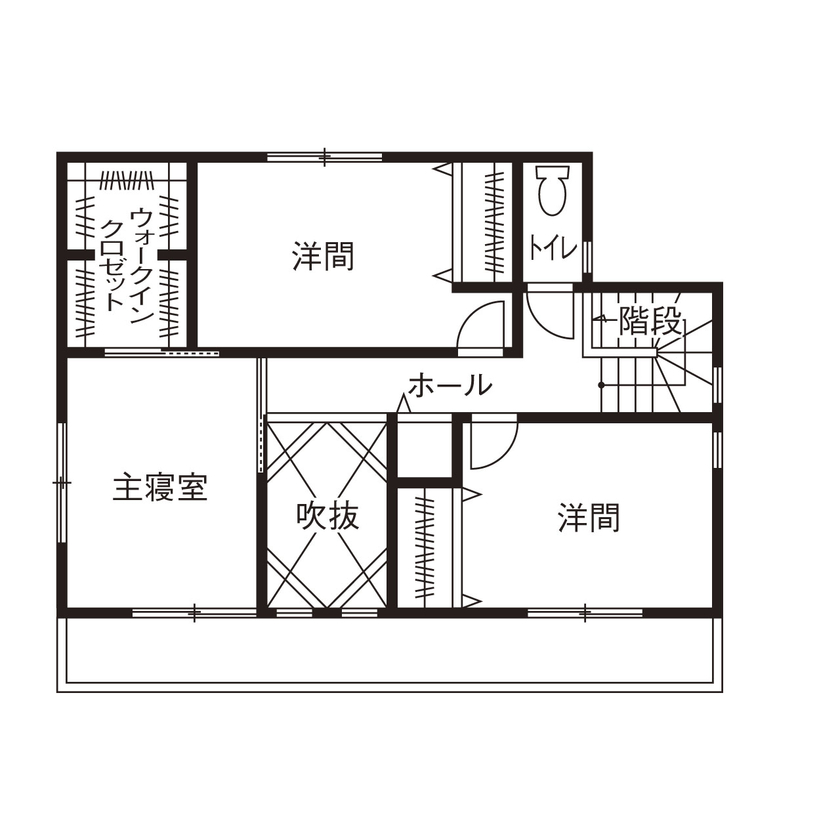 ヤマト住建 全館空調と太陽光発電搭載で、年間の電気代は今のところプラス！壁紙の配色がモダンな内装にもこだわった家の間取り図（4LDK）2階
