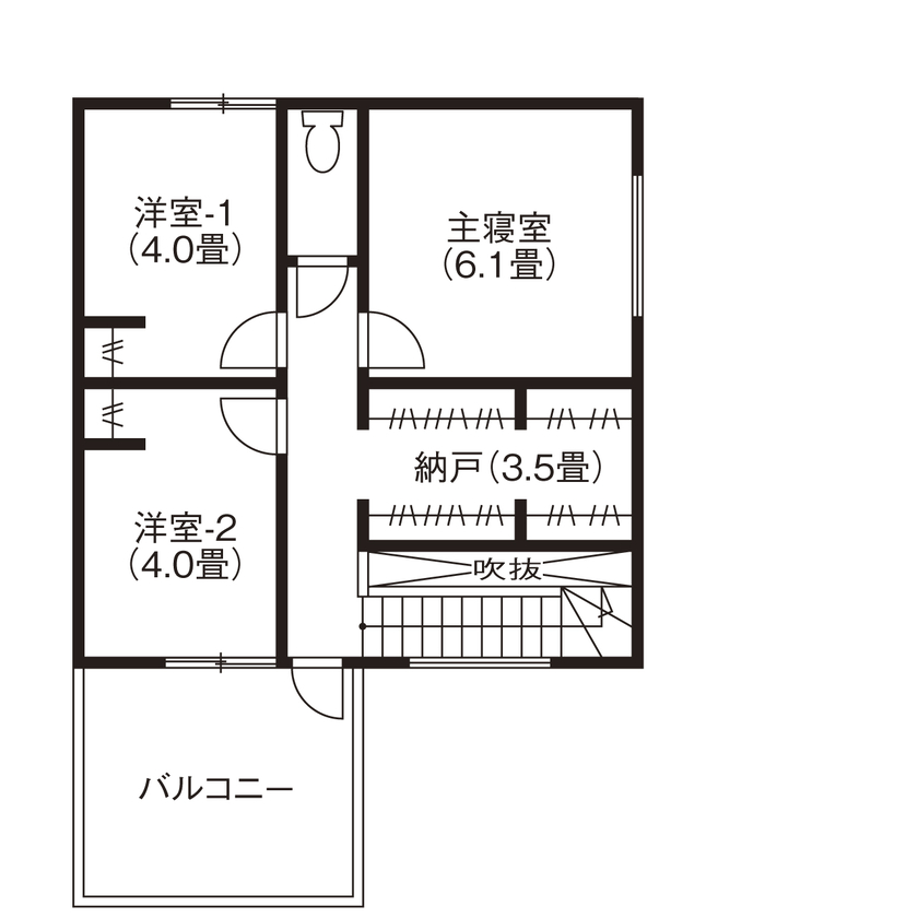 ヤマト住建 【ZEH/高耐震】冬でも半袖で快適。木の温もりあふれる空間で暮らす家の間取り図（4LDK）2階