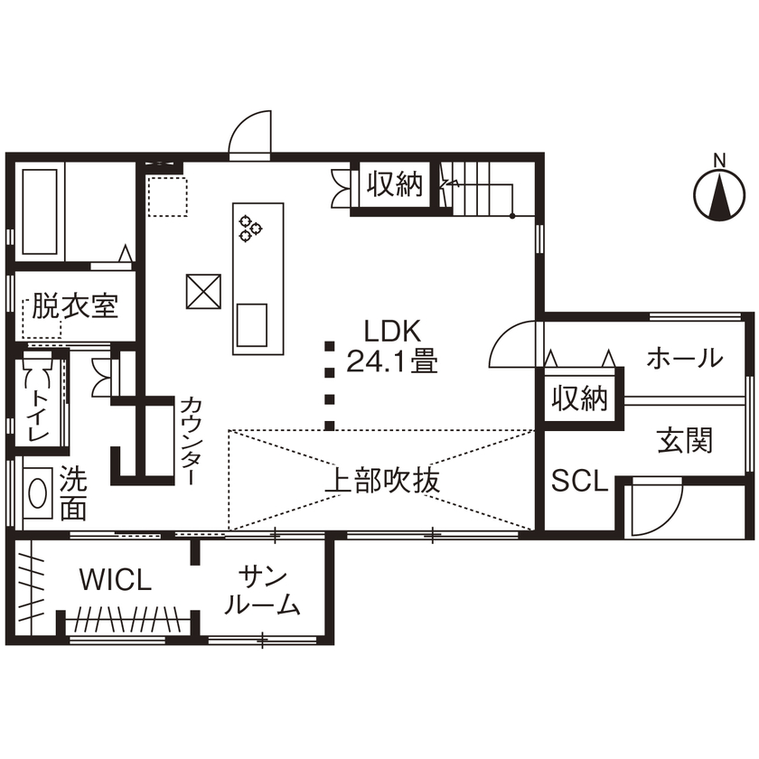 ヤマト住建 【ホテルライク／３LDK】美しさを極めた、アーティスティックな室内空間の間取り図（3LDK）1階