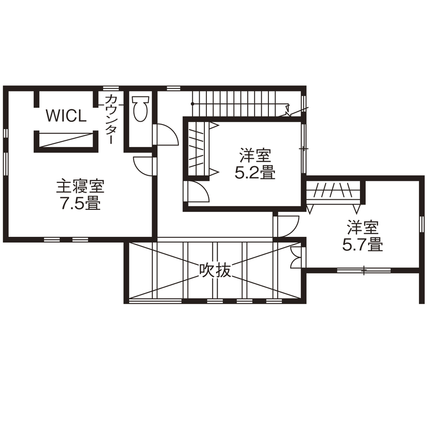 ヤマト住建 【ホテルライク／３LDK】美しさを極めた、アーティスティックな室内空間の間取り図（3LDK）2階