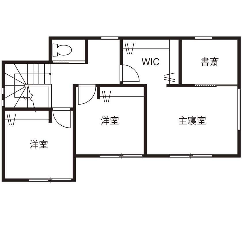 ヤマト住建 【エアフローシステム/長期優良住宅】回遊動線で暮らす、木の温もりを感じる住まいの間取り図（3LDK）2階
