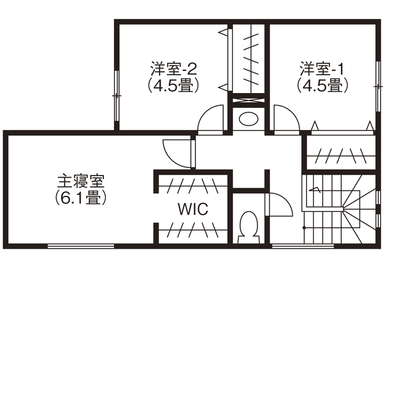 ヤマト住建 【省エネ／エアフローシステム】考え抜かれた回遊動線が叶えてくれる、ストレスフリーな毎日の間取り図（4LDK）2階