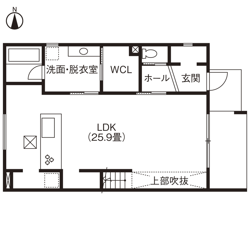 ヤマト住建 京都府/柔らかな光が包みこむ、和情緒あふれる洗練のリラクゼーション空間の間取り図（3LDK）1階