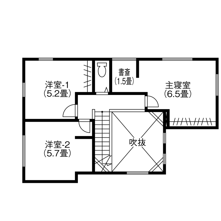 ヤマト住建 大阪府南河内郡/吹抜け/ホテルライクなカッコよさと家事動線の良さに大満足の間取り図（3LDK）2階