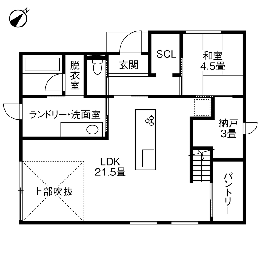 ヤマト住建 兵庫県赤穂市/北欧風をイメージした落ち着いた内装と、機能的な生活動線を叶えた家の間取り図（4LDK）1階