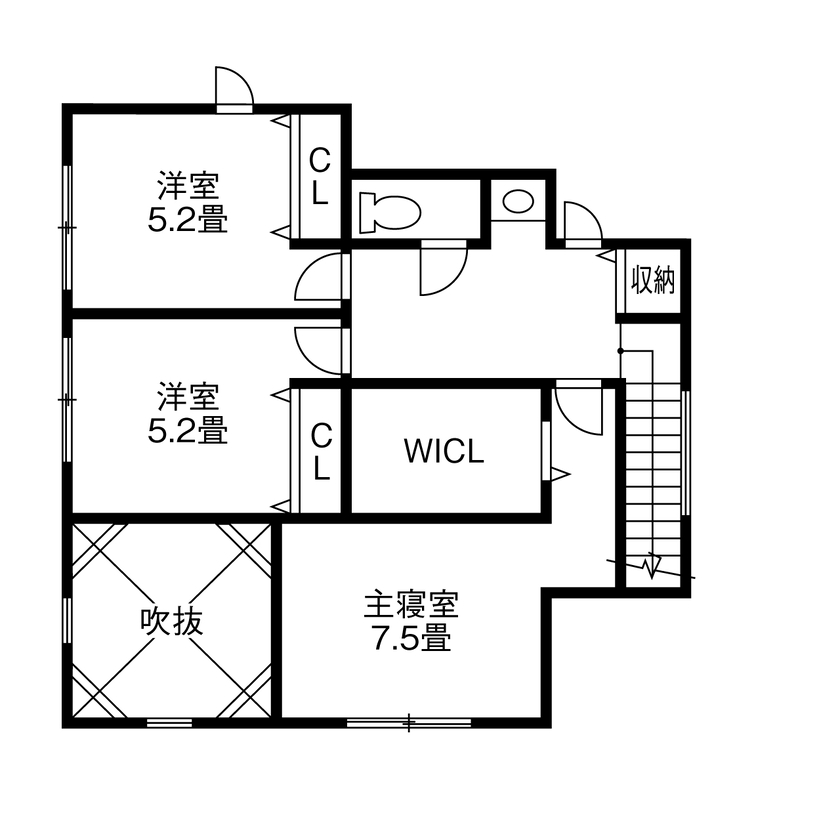 ヤマト住建 兵庫県赤穂市/北欧風をイメージした落ち着いた内装と、機能的な生活動線を叶えた家の間取り図（4LDK）2階
